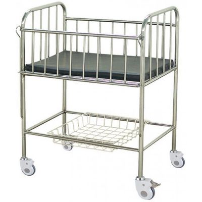 Hospital Baby Bed Cart 850 X 460 X 970mm Four Silent Wheels With Cross Brakes