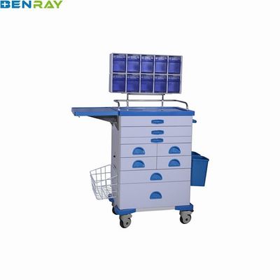 610 X 410 X 970mm Steel Anesthesia Trolley Stainless Steel Top Rails