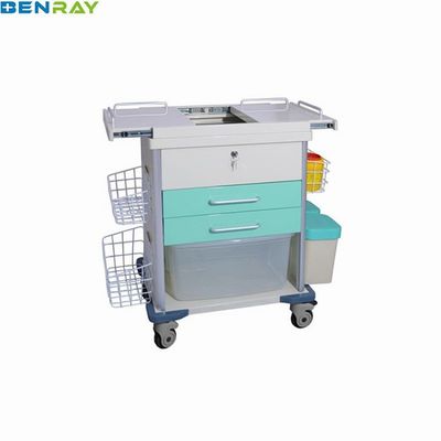 4 Wheels With Cross Brakes Steel Anesthesia Trolley Instrument