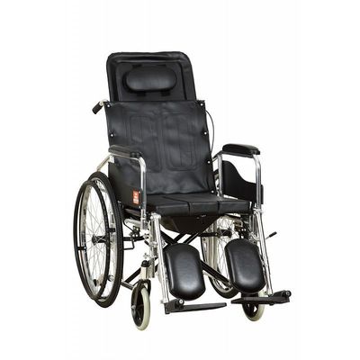 High backrest wheelchair with commode