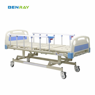 3 Function Manual Crank Medical Hospital Bed With Pp Guardrails