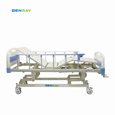3 Function Manual Crank Medical Hospital Bed With Pp Guardrails