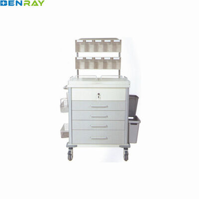 Hospital Furniture Crash Cart Table Instrument High Quality Medicine Four Wheels Medical Stainless Steel Clinical Trolley
