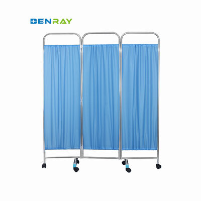 Portable Hospital Stainless Steel Optional Color 3-Folding Bed Screen