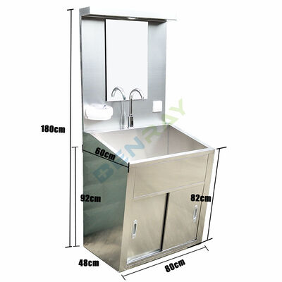 Stainless Steel Induction faucet Wash Sink for one Person with mirror and LED lamp
