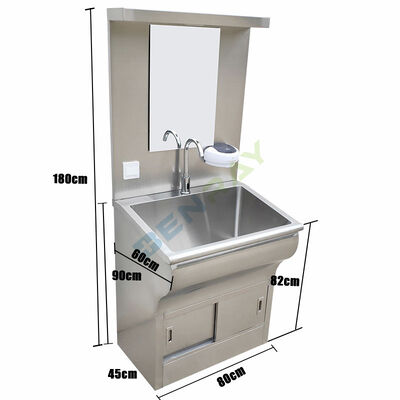 Stainless Steel Induction faucet Wash Sink for one Person with mirror and LED lamp