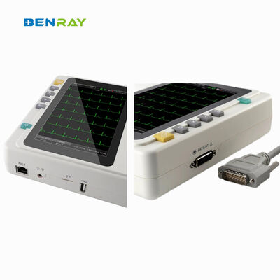 Portable 12 Lead Electrocardiograph 7 Inch Touch Screen Digital ECG Machine Built-in Rechargeable Battery