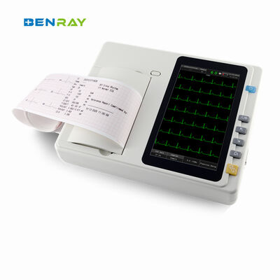 Portable 12 Lead Electrocardiograph 7 Inch Touch Screen Digital ECG Machine Built-in Rechargeable Battery