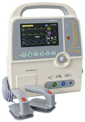 Biphasic Defibrillator Monitor 7 Inch TFT Portable Emergency Cardiac Defi-Monitor with ECG NIBP SpO2 Temp