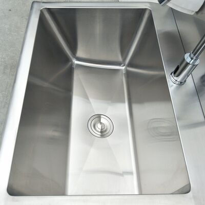 Stainless Steel Foot Pedal Faucet Wash Sink For 2 People With Mirror And LED Lamp