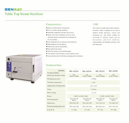 Hospital Dental Clinic School Use Medical Autocalve Table Top Steam Sterilizer