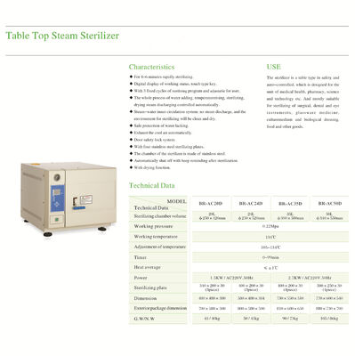 Hospital Dental Clinic School Use Medical Autocalve Fully Automatic Microcomputer Type Table top steam sterilizer