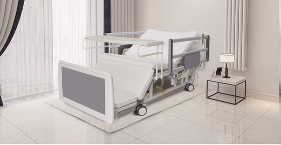 5 Function Electric Turning Nursing Bed 2080x980x450mm Commode Hole 125mm Mute Casters