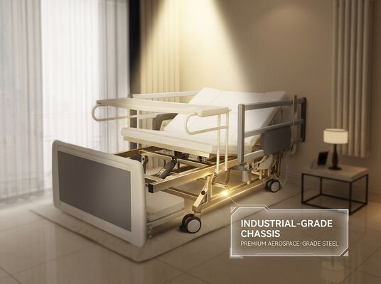 5 Function Electric Turning Nursing Bed 2080x980x450mm Commode Hole 125mm Mute Casters
