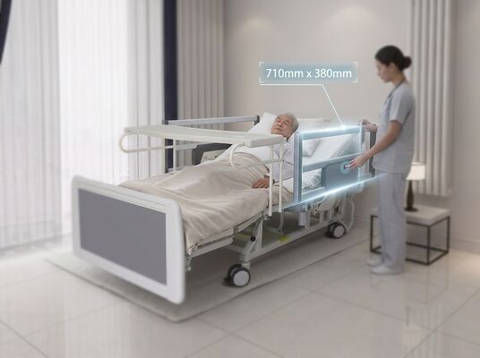 Anti Fall Safety Guardrail Nursing Bed 710x380mm ABS Frame Electric Backrest 2080x980x450mm
