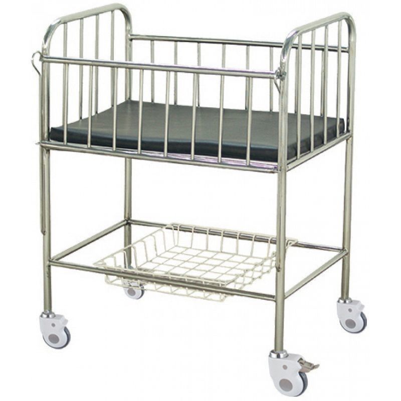 Hospital Baby Bed Cart 850 X 460 X 970mm Four Silent Wheels With Cross Brakes