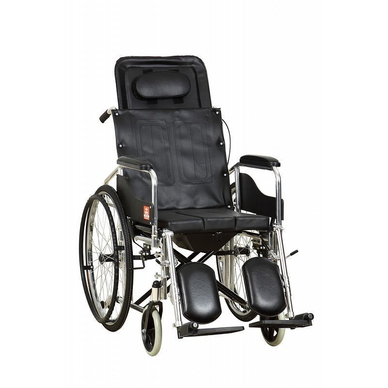 High backrest wheelchair with commode