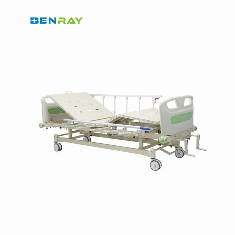 Two Manual Crank System Medical Hospital Bed With Protection Bumper