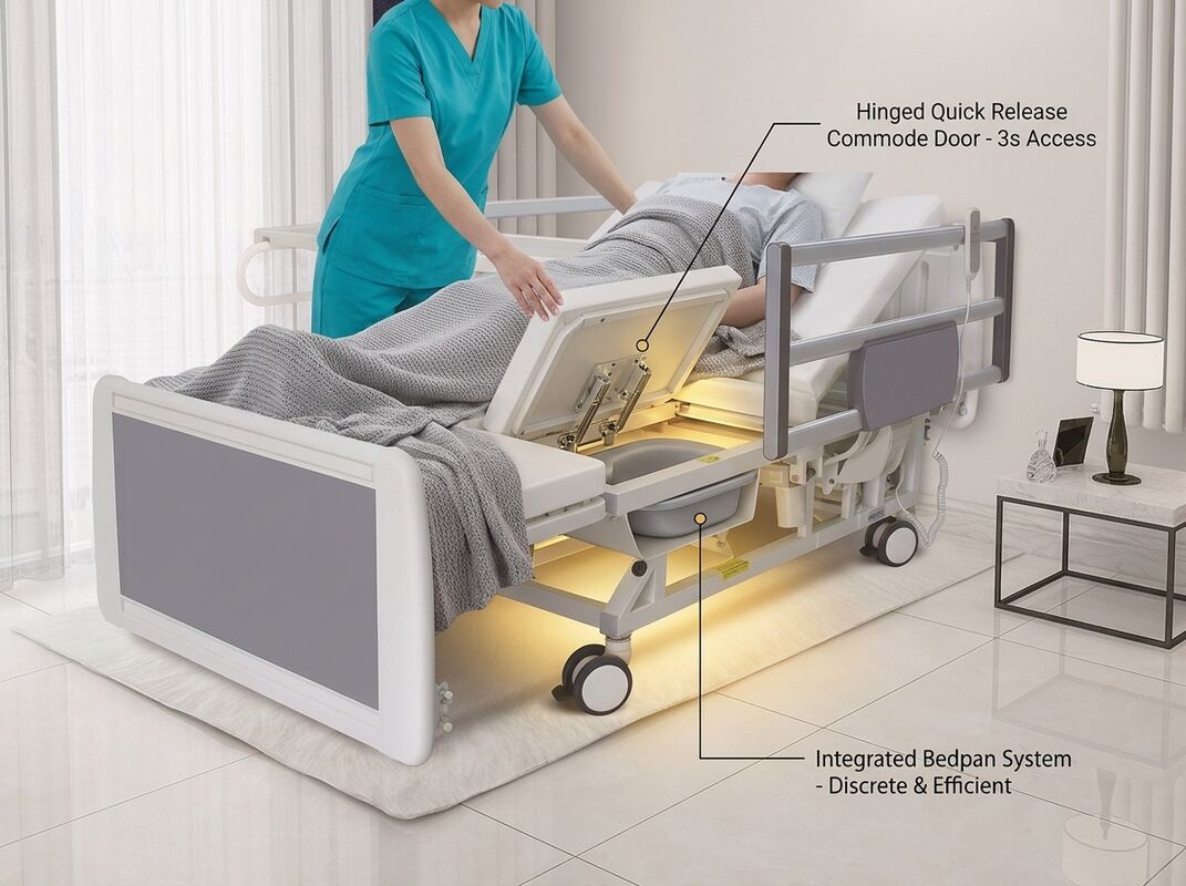 Quick Release Commode Door Electric Nursing Bed 2080x980x450mm Removable PP Headboard